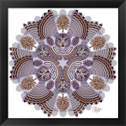 Framed Great Gray Owl Mandala Print