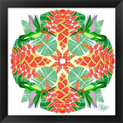 Framed Hanging Crab Plant Hummingbird Mandala Print