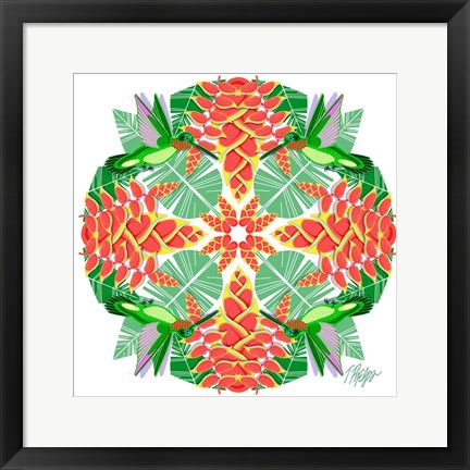 Framed Hanging Crab Plant Hummingbird Mandala Print