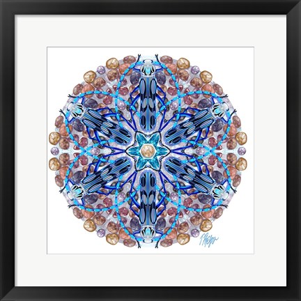 Framed Blue Longhorn Beetle Rock Mandala Print