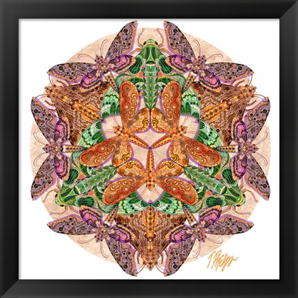 Framed Metatron Circle Sphinx Moth Mandala Print