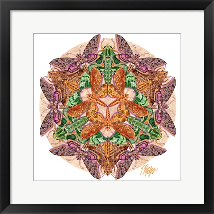 Framed Metatron Circle Sphinx Moth Mandala Print