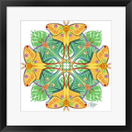 Framed Moon and Luna Moth Mandala Print