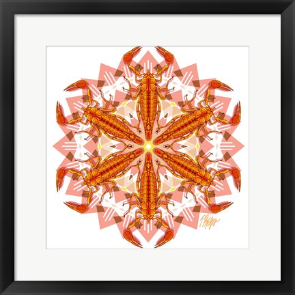 Framed Navajo Red Scorpion Mandala Print