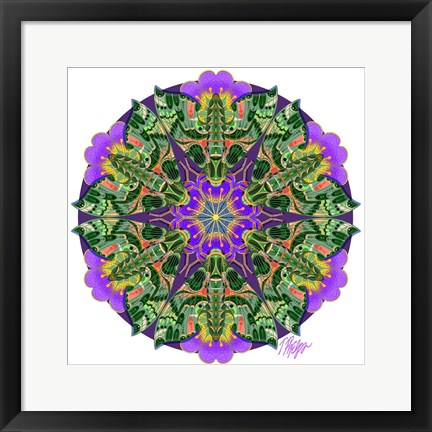 Framed Purple Petunia Sphinx Moth Mandala Print