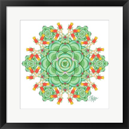 Framed Succulent Cactus Mandala Print