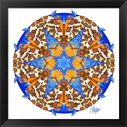 Framed Tiger Moth Resting Mandala Print