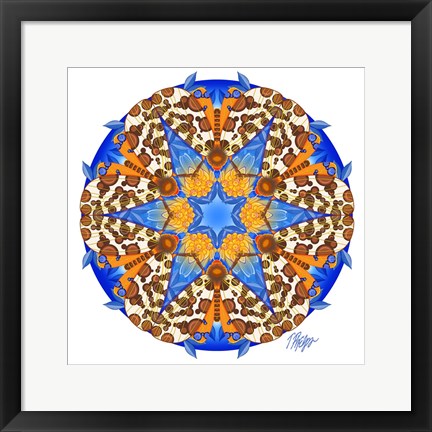 Framed Tiger Moth Resting Mandala Print