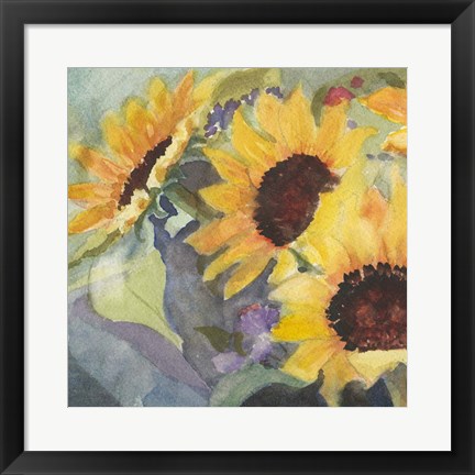 Framed Sunflowers in Watercolor I Print