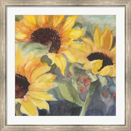 Framed Sunflowers in Watercolor II Print