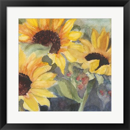 Framed Sunflowers in Watercolor II Print