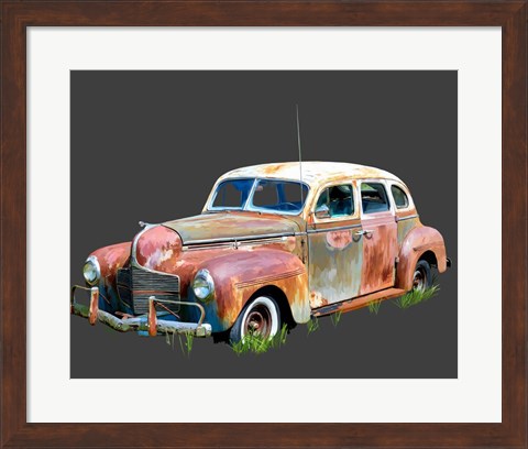 Framed Rusty Car II Print