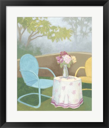 Framed Garden Conversation I Print