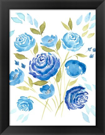 Framed Cerulean Blooms I Print