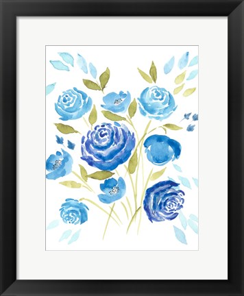 Framed Cerulean Blooms I Print