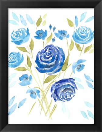 Framed Cerulean Blooms II Print