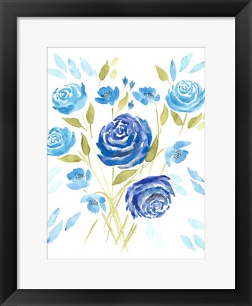 Framed Cerulean Blooms II Print