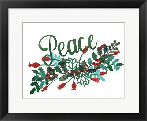 Framed Cut Wreath Christmas II Print