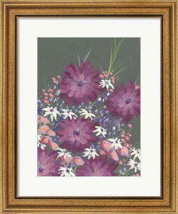 Framed Mauve Wildflower Garden I Print