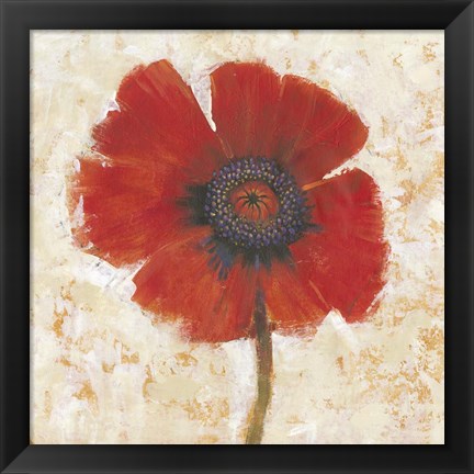 Framed Red Poppy Portrait I Print