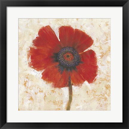 Framed Red Poppy Portrait I Print