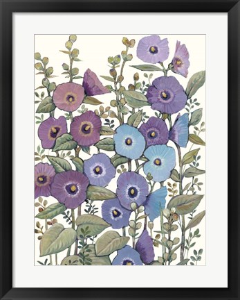 Framed Hollyhocks in Bloom II Print