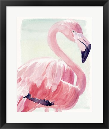 Framed Pastel Flamingo II Print