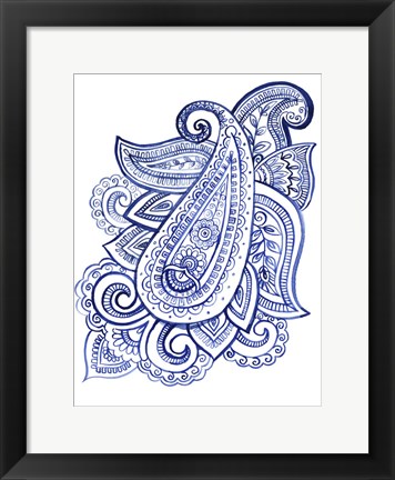 Framed Indigo Paisley III Print