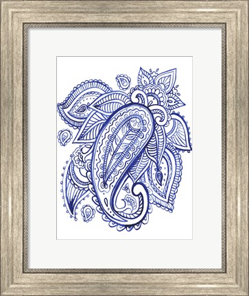 Framed Indigo Paisley IV Print