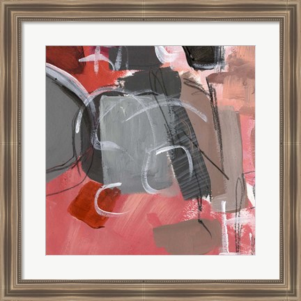 Framed Red &amp; Gray Abstract II Print