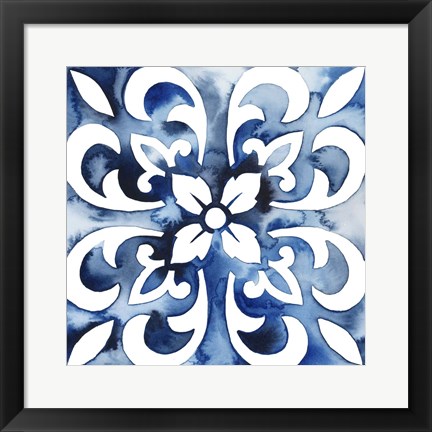 Framed Cobalt Tile II Print