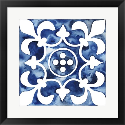 Framed Cobalt Tile III Print