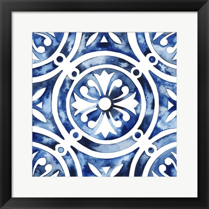 Framed Cobalt Tile IV Print