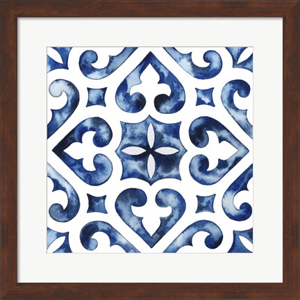 Framed Cobalt Tile VI Print