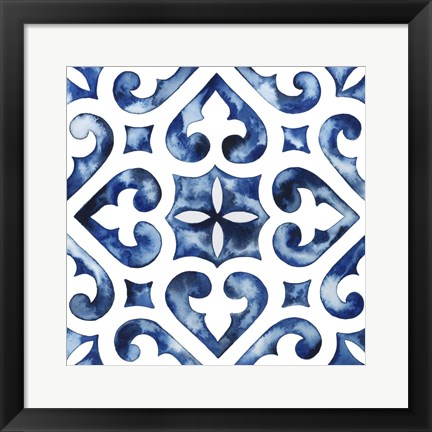 Framed Cobalt Tile VI Print