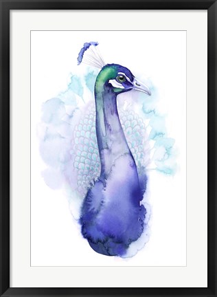 Framed Bejeweled Peacock I Print