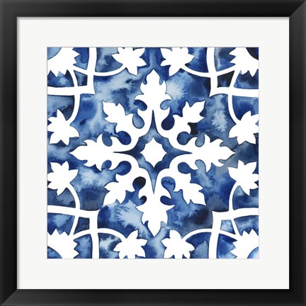 Framed Cobalt Tile V Print