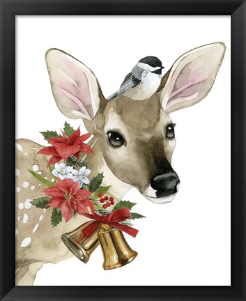 Framed Deer Christmas I Print