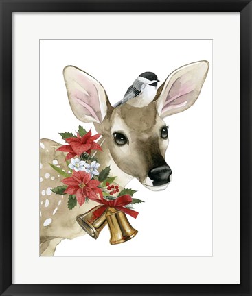 Framed Deer Christmas I Print