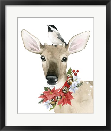 Framed Deer Christmas II Print