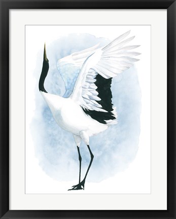 Framed Dancing Crane I Print