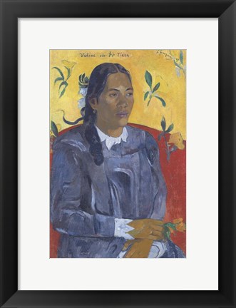 Framed Vahine No Te Tiare (Woman with a Flower), 1891 Print