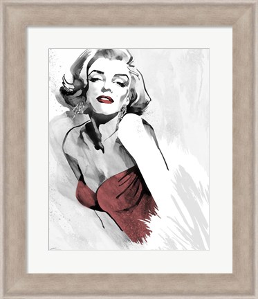 Framed Marilyn&#39;s Pose Red Dress Print