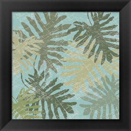 Framed Faded Tropical Leaves I Print