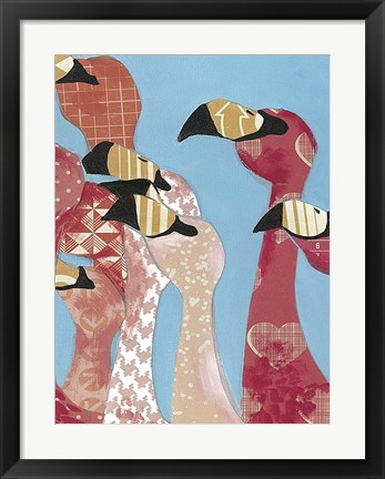 Framed Flock of Flamingoes I Print