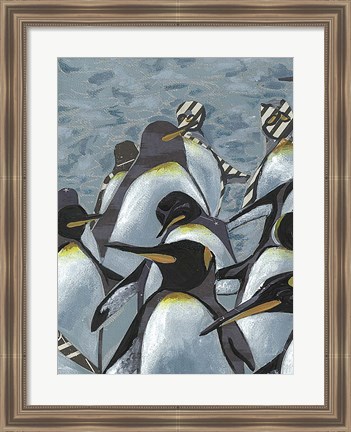 Framed Colony of Penguins I Print