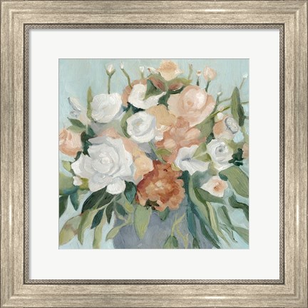 Framed Soft Pastel Bouquet I Print