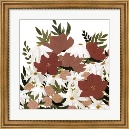 Framed Terracotta Wildflowers II Print