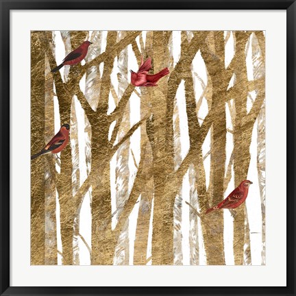 Framed Red Bird Christmas I Print