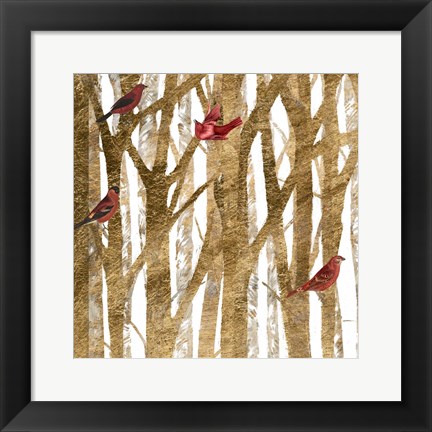 Framed Red Bird Christmas I Print